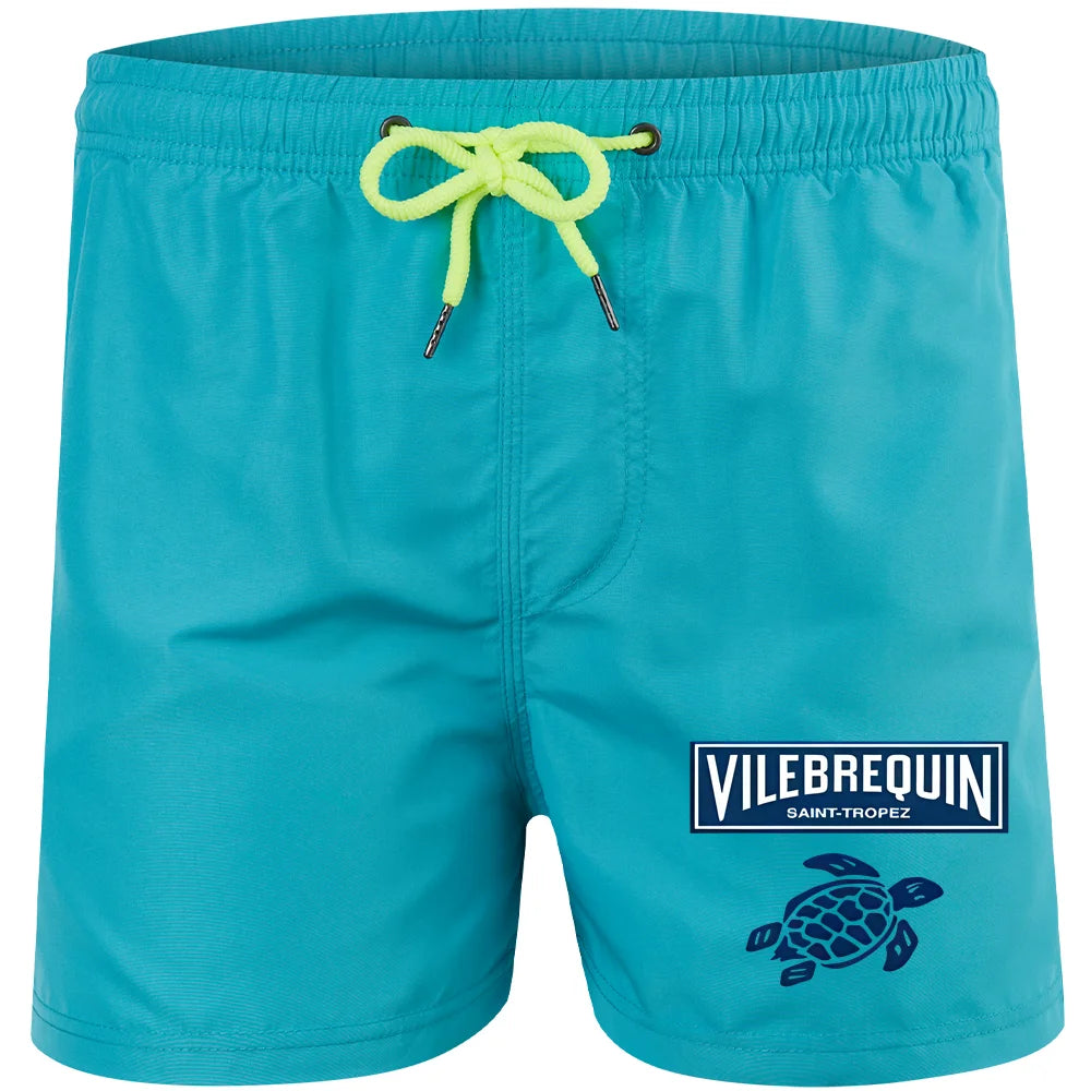2025 new luxury beach shorts quick-drying men's swimsuit summer swimming trunks sports fitness running three-quarter pants men's