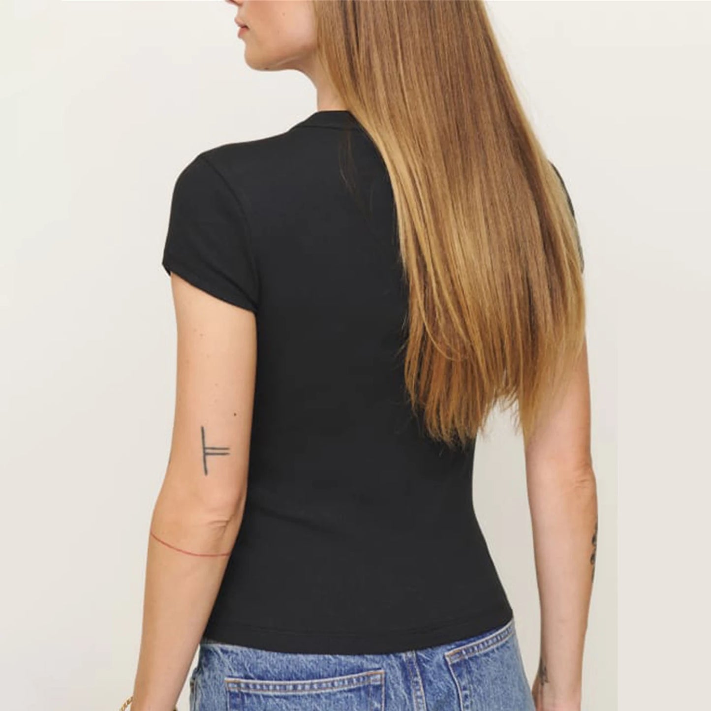 Women Knit Button Up Shirts Summer Crop Tops Short Sleeve Round Neck Solid T-shirt Slim Fit Tees Vintage Grunge Tee Streetwear