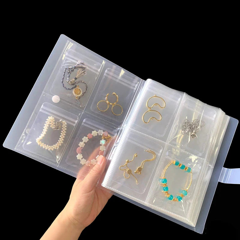 Anti-oxidation Jewelry Storage Albums Desktop Drawer Organizer BoxesTransparent Necklace Bracelet Ring Book Holder Jewelry Bag