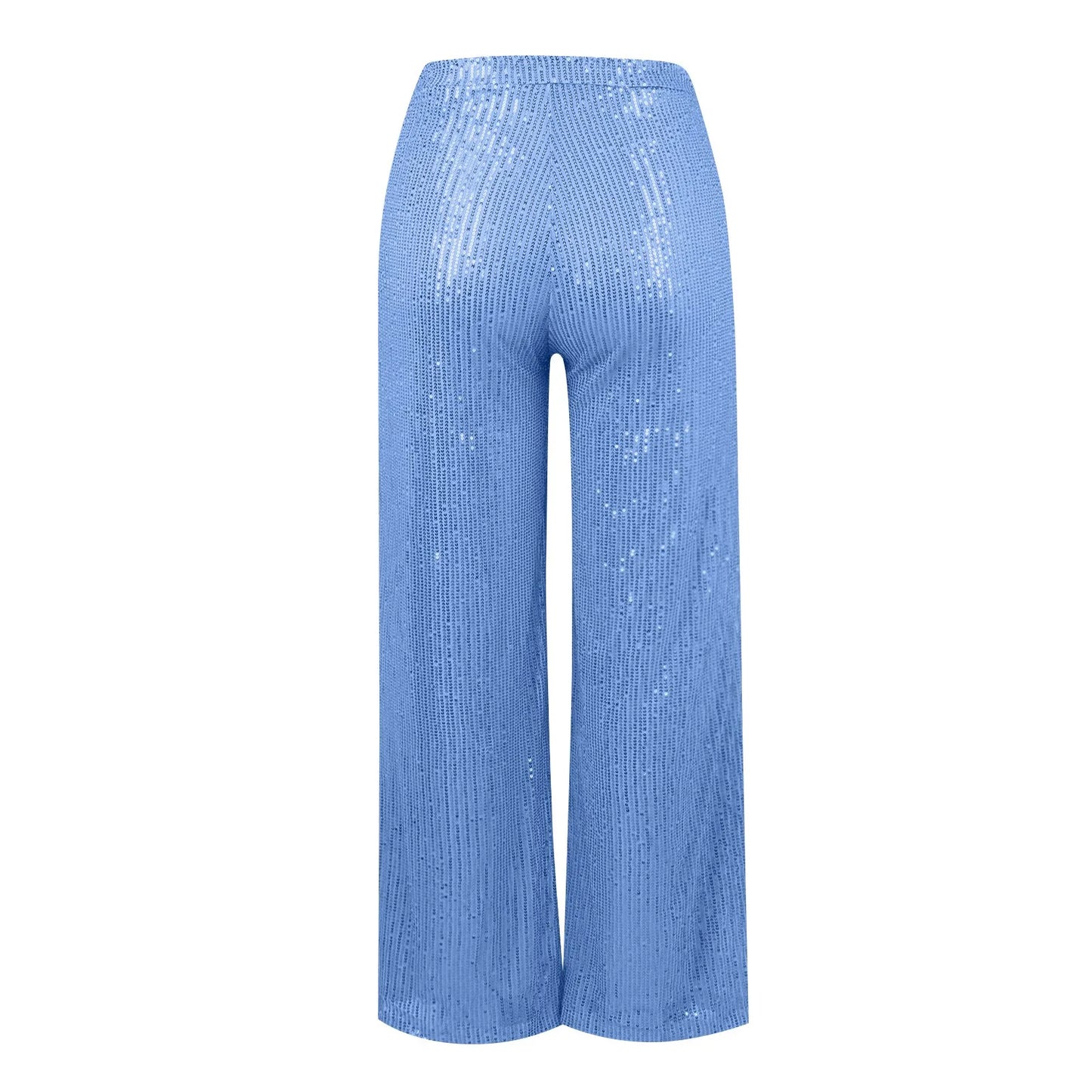 Women's Fashion Solid Color High Waist Sequin Side Zipper Draped Wide Leg Pants Pants for Women Women’s Pants Women’s Pants 2024