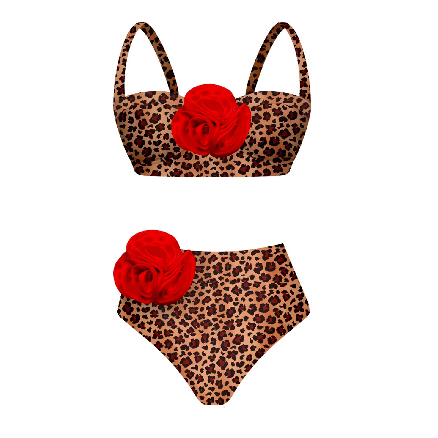 2025 Bikini Underwire 3D Flower Swimsuit High Waist Swimwear for Women Push Up Two Piece Bathing Suits Summer Female