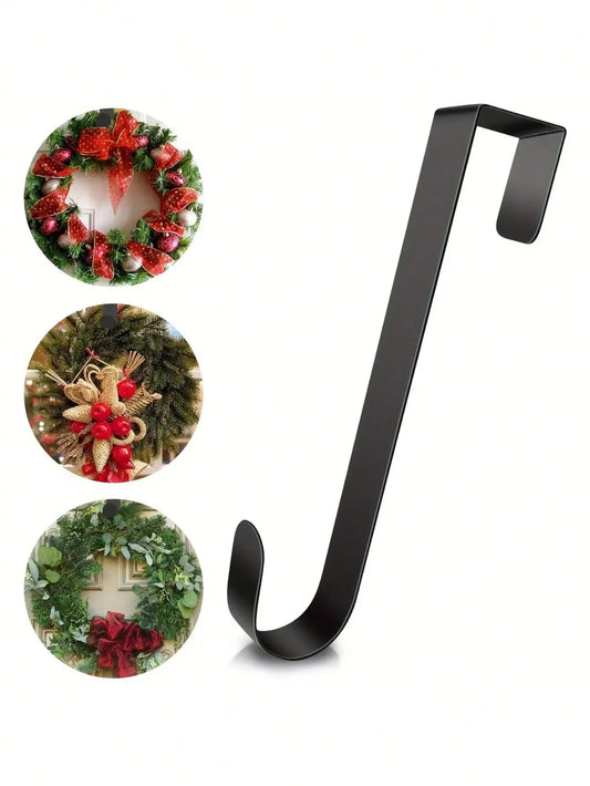 1pc Christmas Wreath Hook Metal Wreath Door Hanger Front Door Decor Thanksgiving Christmas Welcome Sign Hanger Storage Hooks