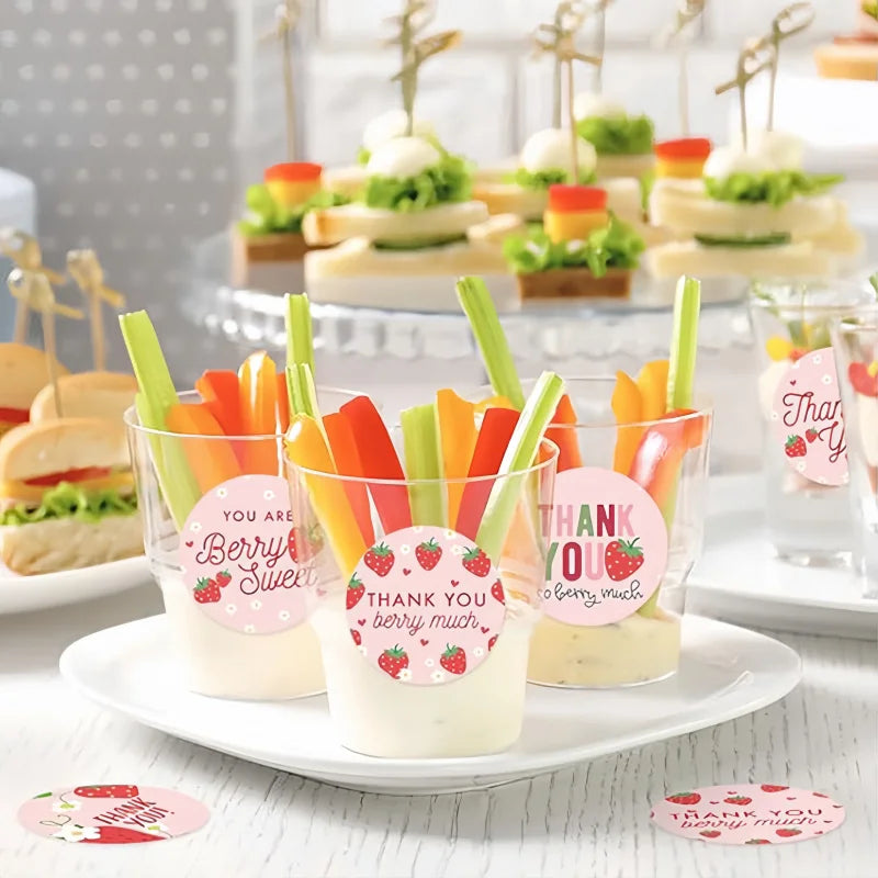 500pcs Strawberry Thank You Stickers,DIYAdhesive Labels Envelope Gift Sealing Stickers Birthday Party Cupcake Decoration Sticker