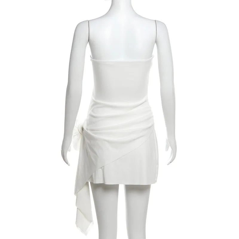 Talenza Woven Wrap Chest Backless Women's Dress High Waist Sleeveless Fashion Party Dress White Floral Slim Dress For Women 2024