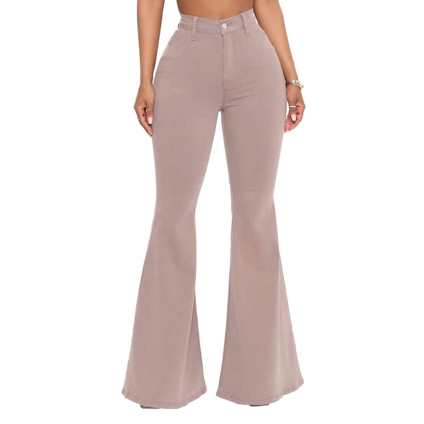 Women Jeans Flare Pants Sexy Denim Long Pant Hip Wrap Casual Solid Elegant Splice Regular Slim Fit High Waist Trousers Summer