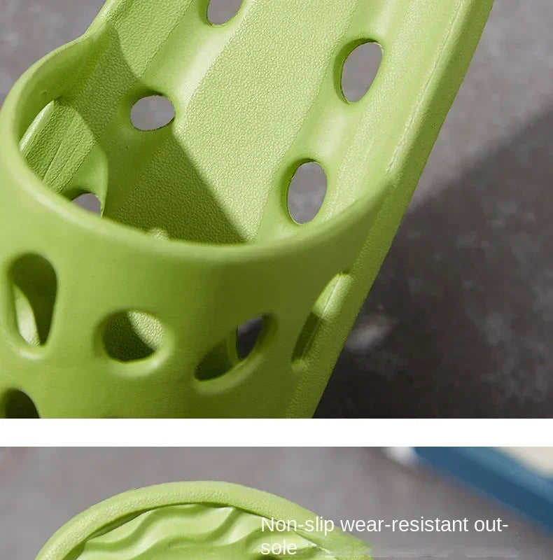 Bathroom Slippers Women Leaking Sandals Cheese Slides Summer Eva Shoes For Men Soft Anti-Slip Flip Flops Couples Indoor Slipper