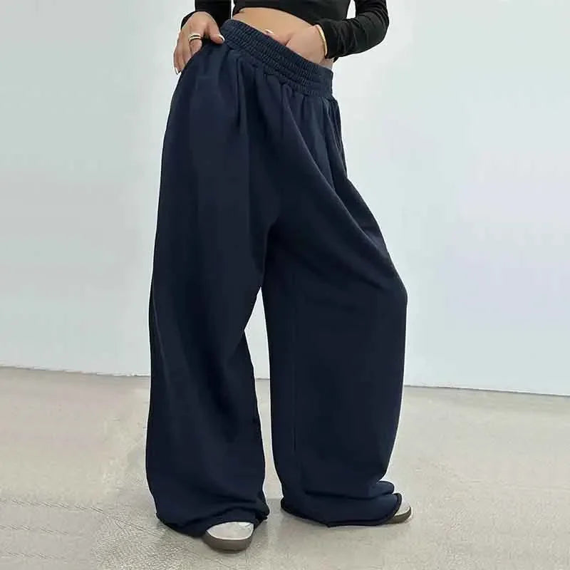 100% Cotton Loose Wide Leg Pants Women Fall Fashion Japanese High Waist Drawstring Casual Sweatpants Y2K Hip Hop Streetwear New