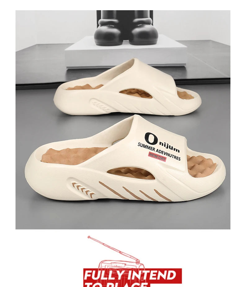 2024 New Men Massage Slippers Slides Indoor Outdoor Sandals Beach Casual Shoes Comfortable Sole Men's Slippers Big Size 38-47