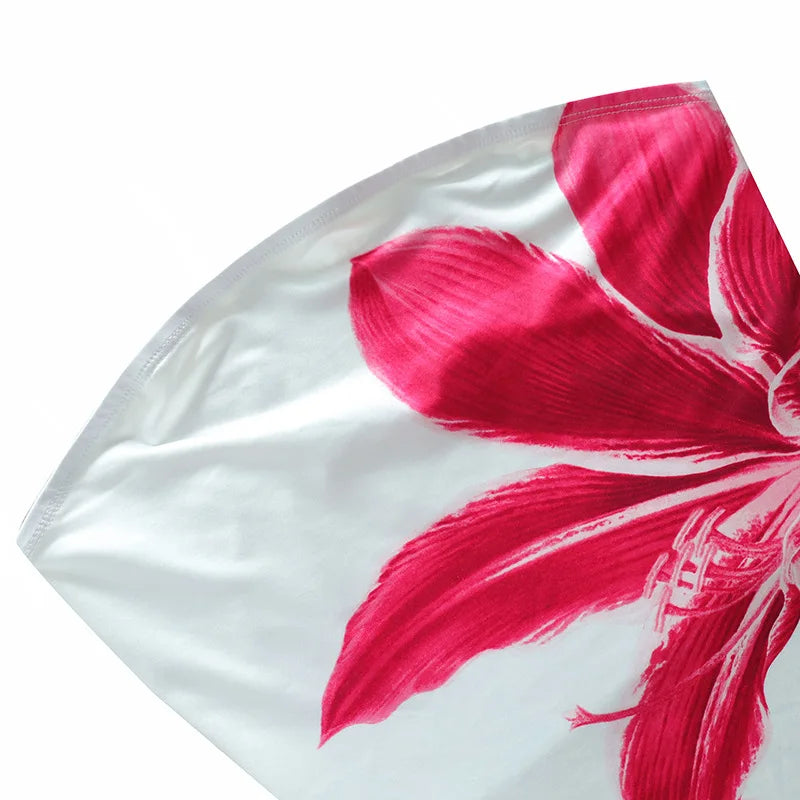 2025 Summer Sexy Women's Breast Top Flower Print Slim-fit Cover Buttock Short Dress Collarless Cover Buttock Skirt