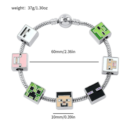 A set of cute square-shaped zinc alloy bracelets, suitable for giving to your girlfriend, friends or on a festival or birthday
