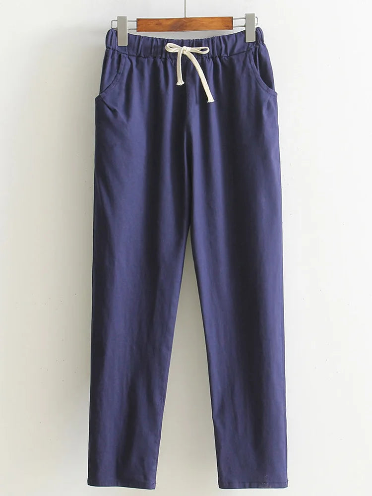 Women Pants Spring Summer Casual Harem Pants Cotton Elastic waist Harem Ankle-Length Trousers high quality for Female ladys