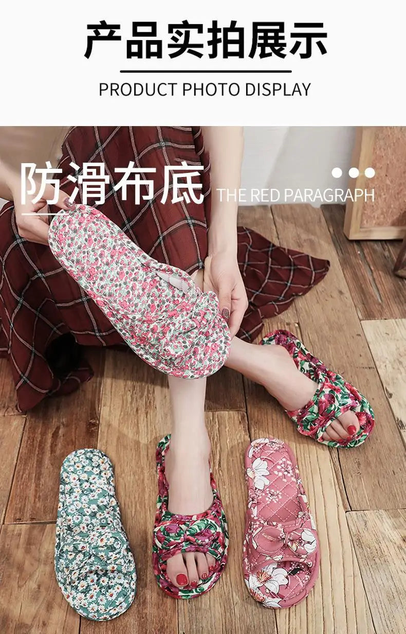 2024 Cotton Shoes Women Household Slippers Indoor Floor Flip Flops Summer Simple Mute Slides Home Sandals Zapatos De Mujer
