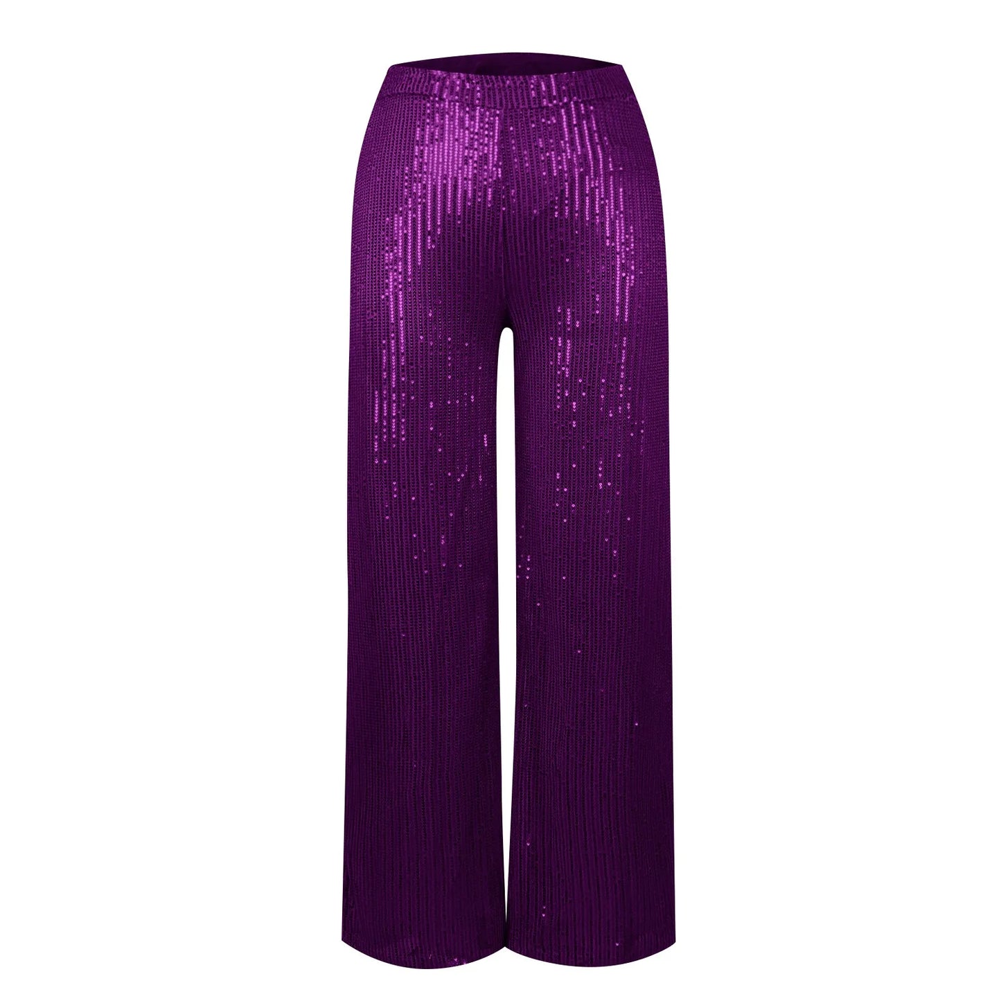Women's Fashion Solid Color High Waist Sequin Side Zipper Draped Wide Leg Pants Pants for Women Women’s Pants Women’s Pants 2024
