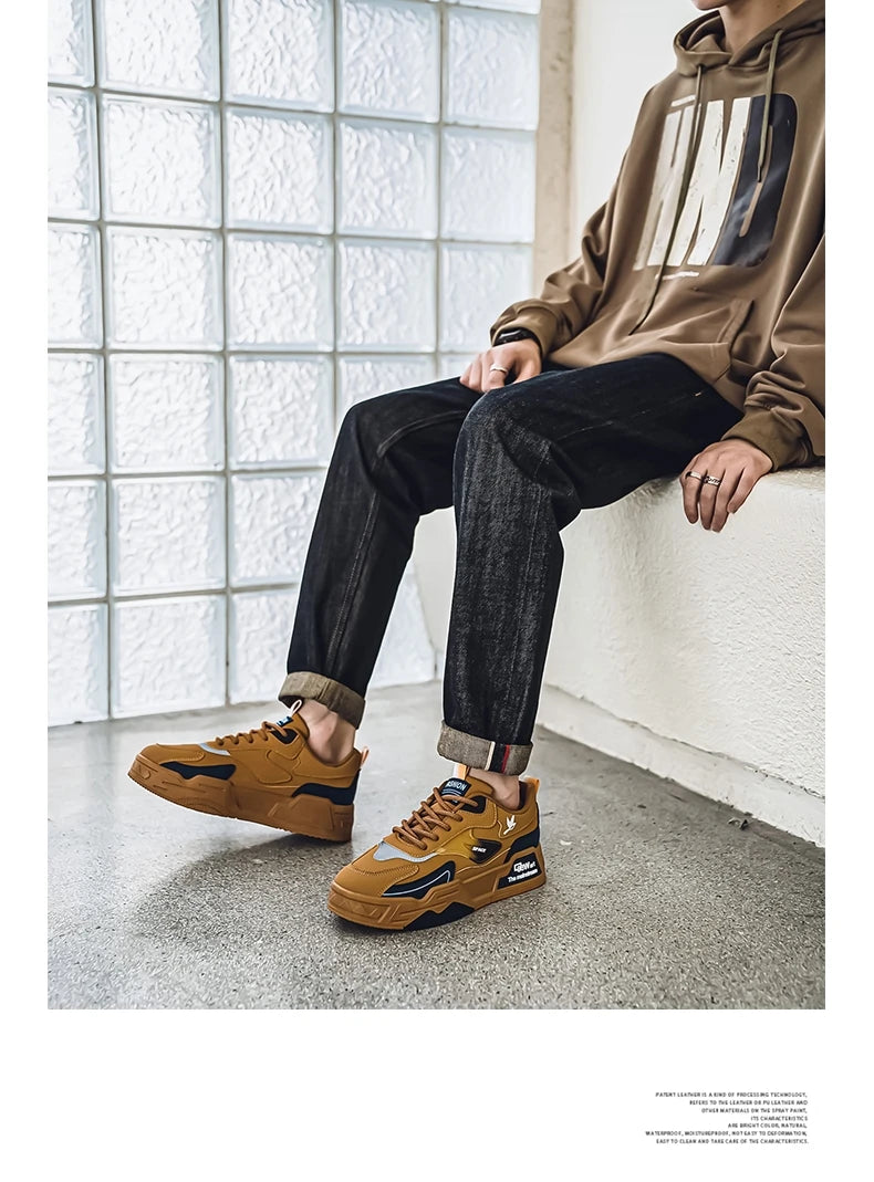2024 Autumn New Casual Sports Shoes Men's Leather Low-Top Fashion Trend Easiest for Match Running Shoes Men's Skateboard Shoes Suitable for Outdoor Sports