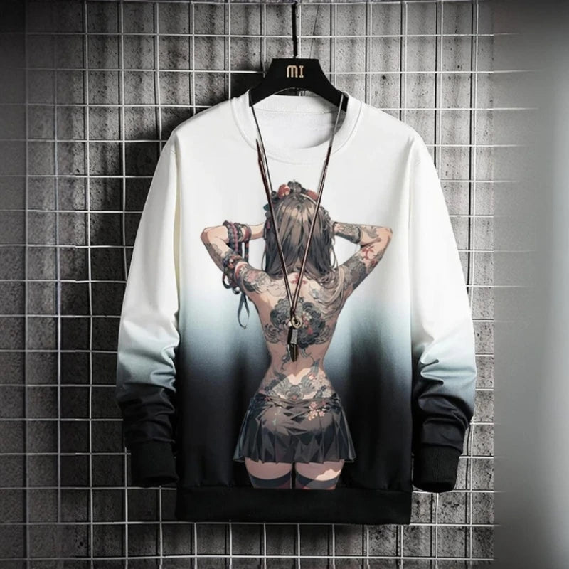 3D Print Anime Characters Long Sleeve T-Shirts For Men Autumn Fashion Men's O-Neck Sportwear Oversized Pullover Men clothing