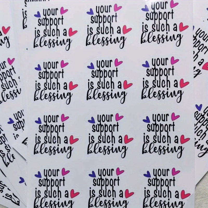 120pcs Your Support is Such a Blessing Stickers 1.6 inch Thank You for Your Support Stickers for Business Packaging