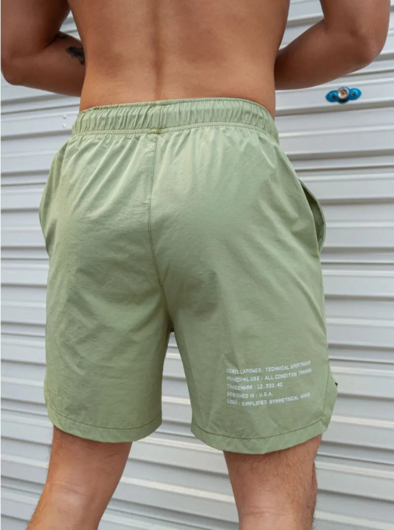 Summer new Men Light Weight Thin Short Pants Running Squat Fitness Shorts Men GYM Wear Quick-drying Beach Drawstring Shorts