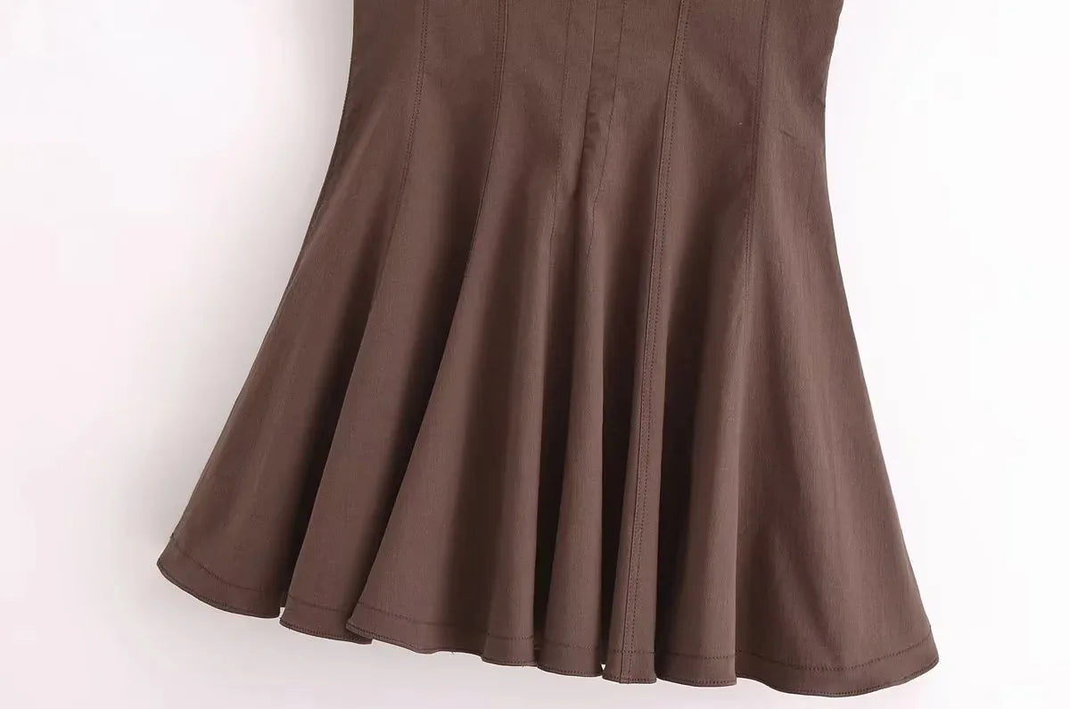 2025 Women Fashion Ruched Short Dress Sleeveless Stand Collar Fold Back Zip Mini Dress Chic Female Evening Party Dresses