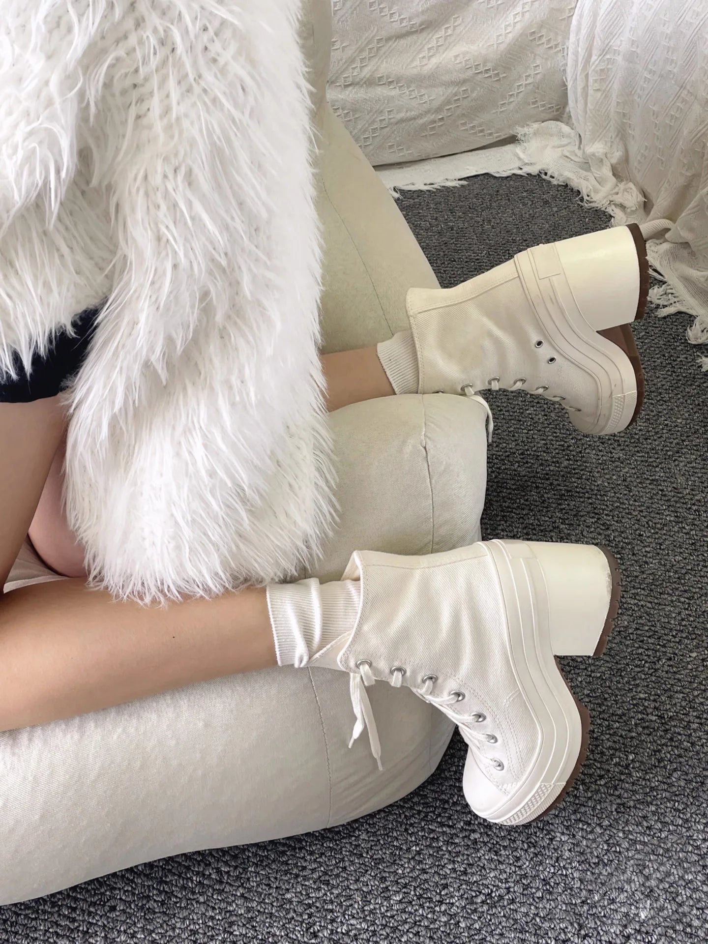 Women Platform Sneakers Canvas Shoes Personalized Luxry Heels Skateboard Lace Up Casual Fashion Outdoor Sneakers Plus Size 36-42