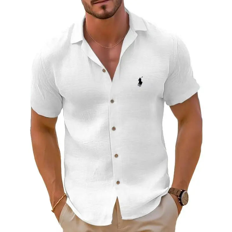 2025 Summer Hot Selling Men's Beach Shirt Cotton Hemp Short Sleeve Hawaiian Wind Speed Dry Breathable Vacation Casual Shirt