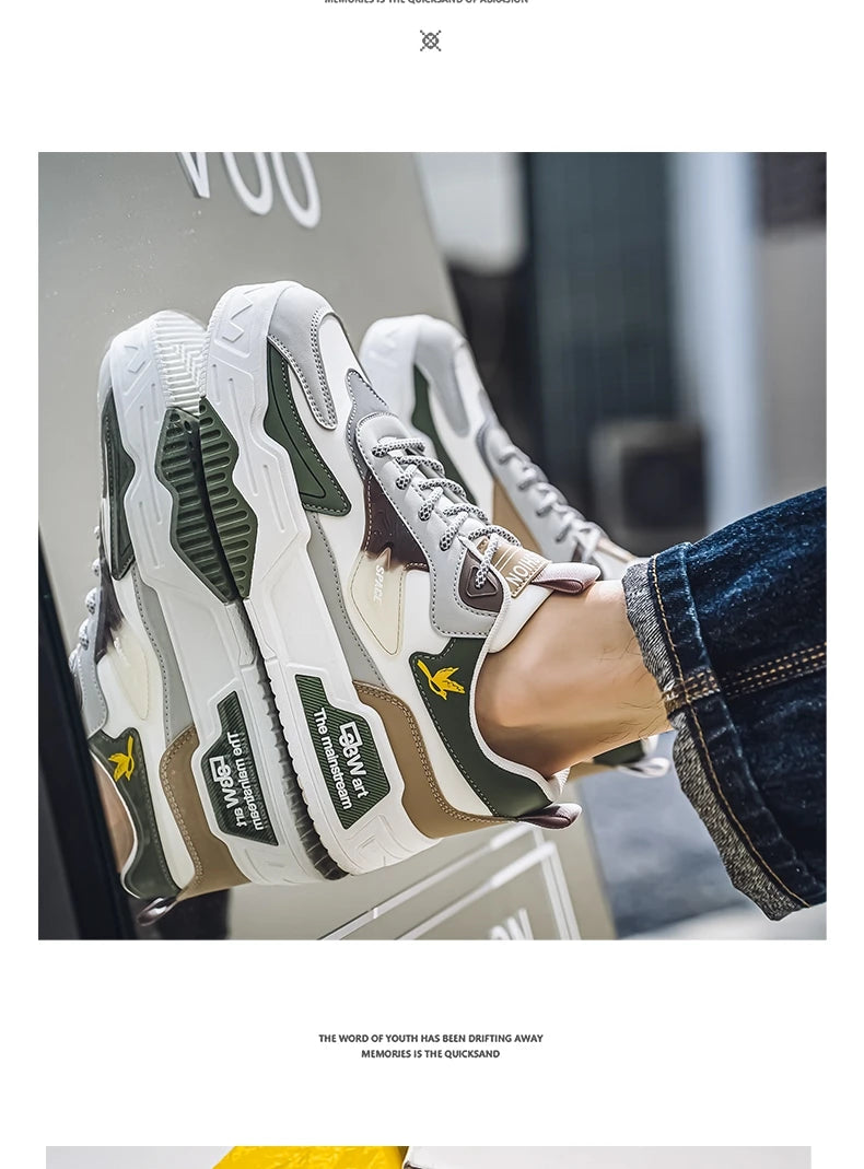 2024 Autumn New Casual Sports Shoes Men's Leather Low-Top Fashion Trend Easiest for Match Running Shoes Men's Skateboard Shoes Suitable for Outdoor Sports