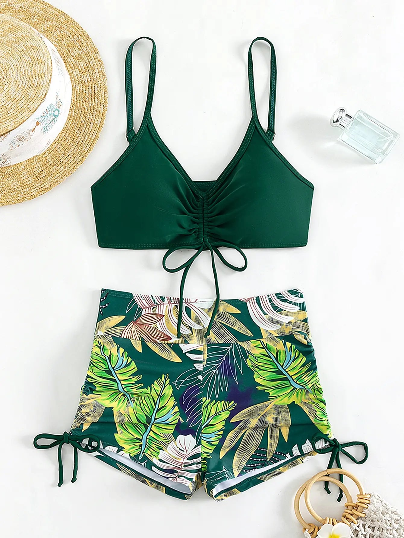 2025 Tie Dye Bikini Drawstring Swimsuit Women High Waist Shorts Swimwear Female Padded Bathing Suit Swimming Beachwear Summer