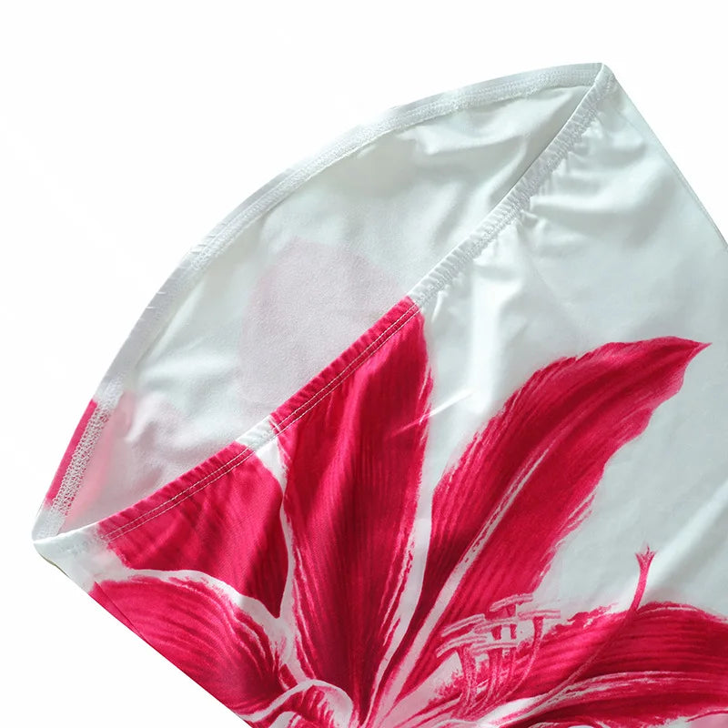 2025 Summer Sexy Women's Breast Top Flower Print Slim-fit Cover Buttock Short Dress Collarless Cover Buttock Skirt