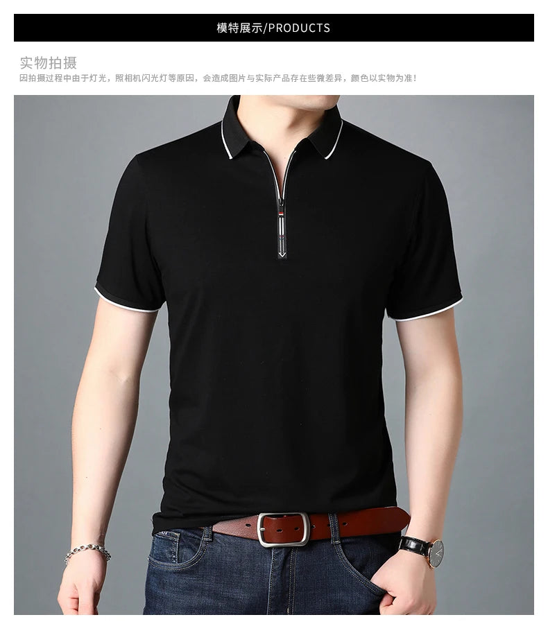 2025 Top Quality New Summer Brand Mens Polo Shirts Designer Plain Zipper Short Sleeve Casual Tops Fashions Man Clothing