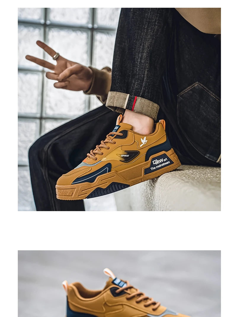 2024 Autumn New Casual Sports Shoes Men's Leather Low-Top Fashion Trend Easiest for Match Running Shoes Men's Skateboard Shoes Suitable for Outdoor Sports