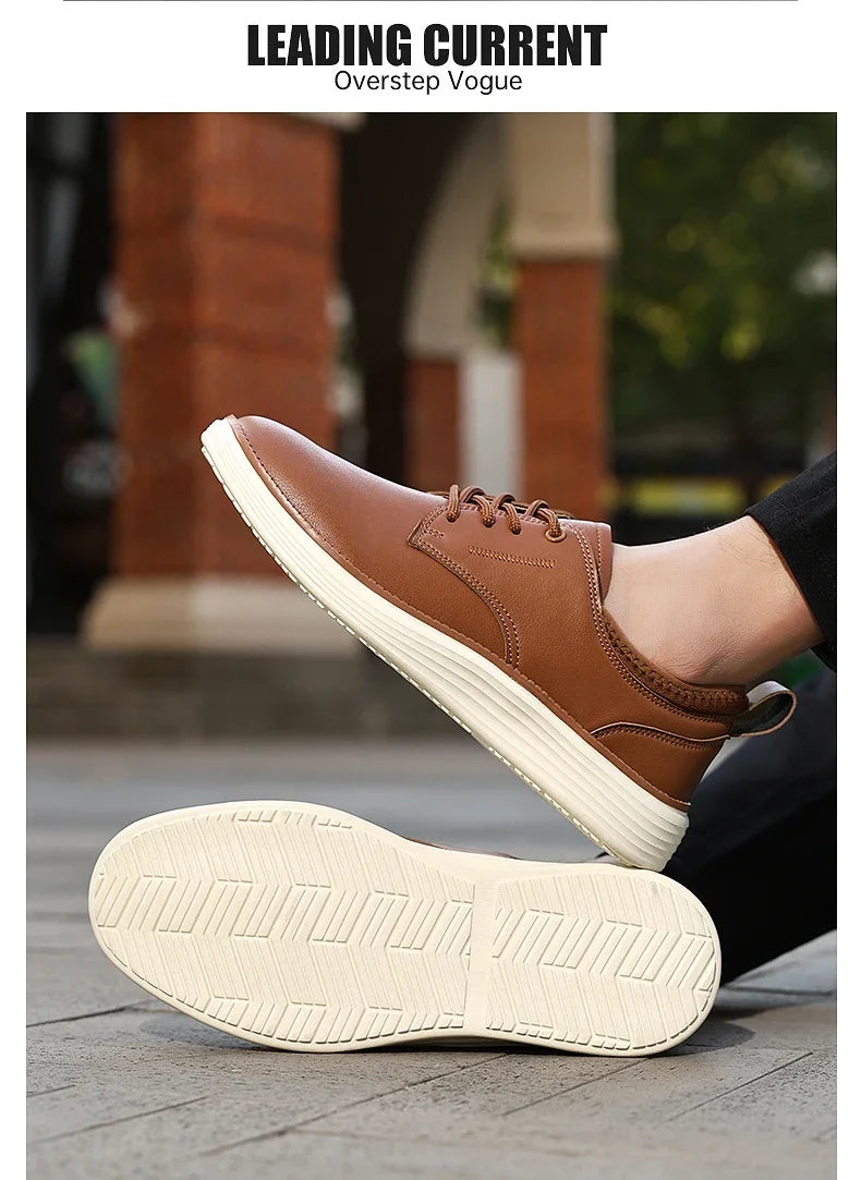 2025 Spring Summer Men Shoes Breathable High Quality Outdoor Footwear Class Leather Upper Anti-Slip Walking Training Sneakers