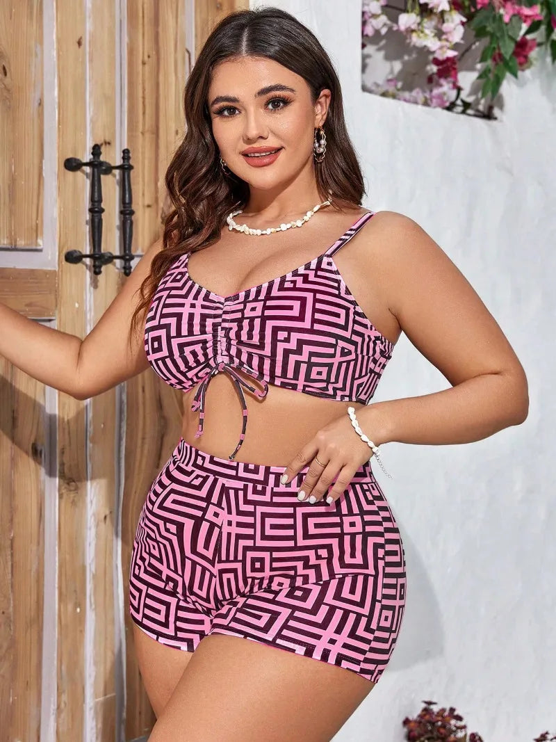 2025 Plus Bikini Three Piece Cover Up Long Sleeve Sand Chiffon Fat Model Real Time Swimwear 0XL-5XL Sexy Cross border