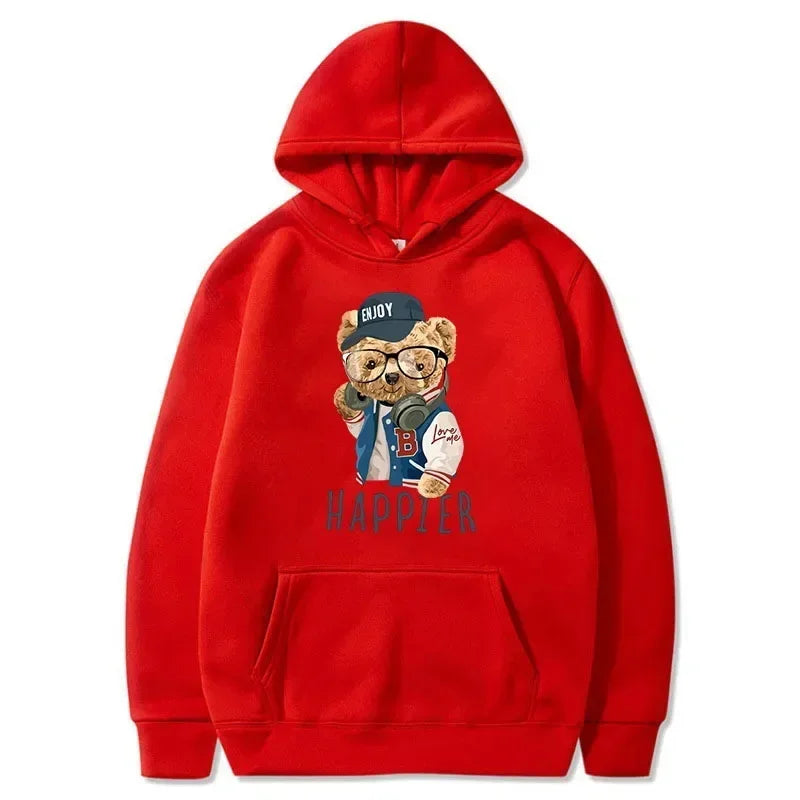 2024 New Men's Hoodie Fun Teddy Bear Hooded Casual Shirt for Men Fashion Sweatshirt Loose Street Hoody Multi Color Sweatshirt