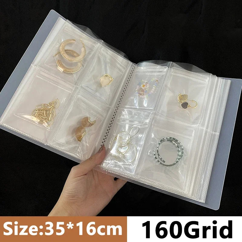 Anti-oxidation Jewelry Storage Albums Desktop Drawer Organizer BoxesTransparent Necklace Bracelet Ring Book Holder Jewelry Bag