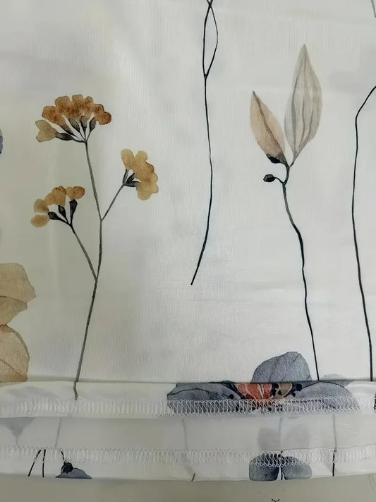 Women Plus Size 1XL-5XL Casual Outfits Set Floral Print Long Sleeve Round Neck Top Pants Outfits Two Piece Set