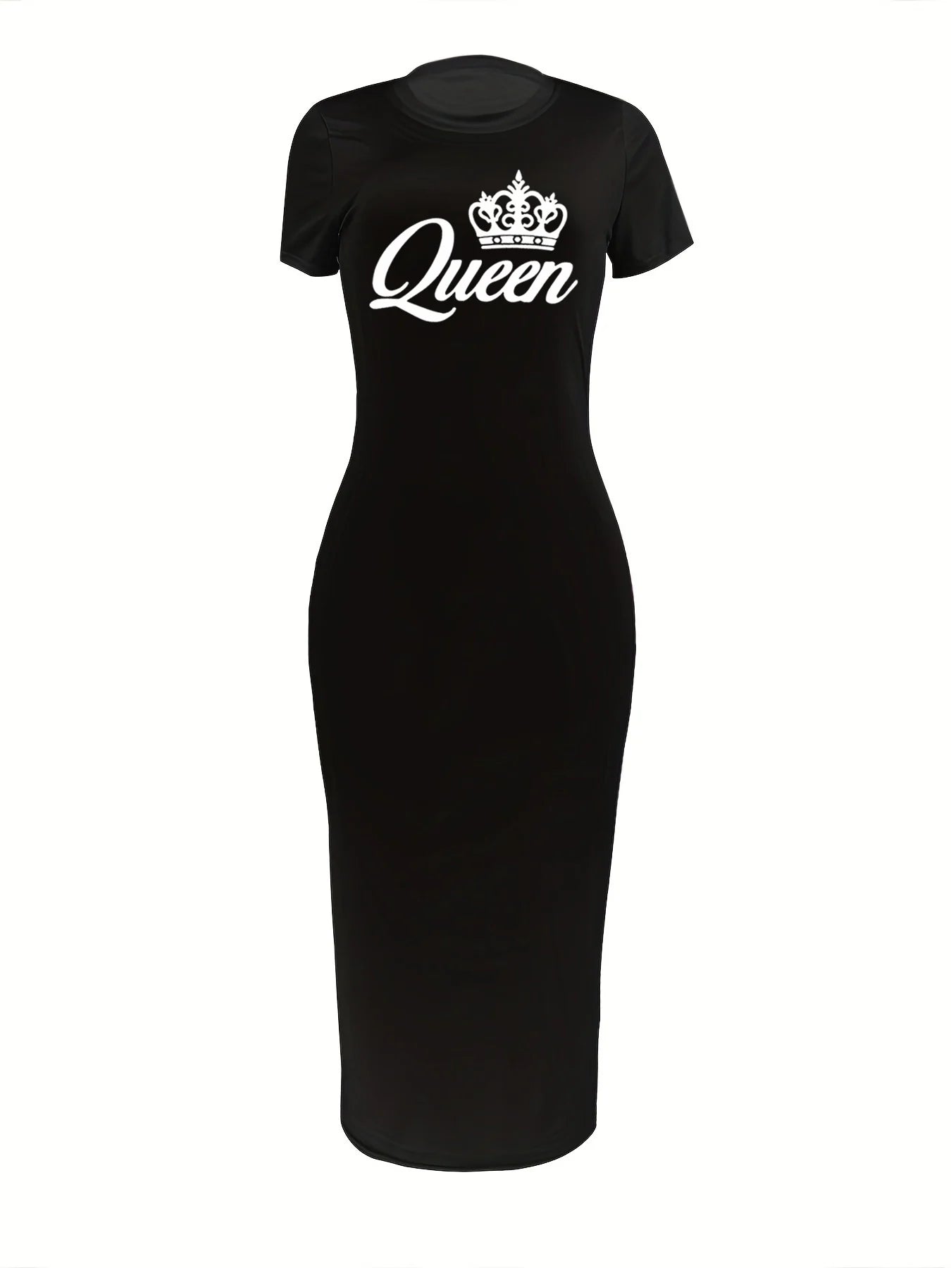 Summer Queen print short sleeved women's Solid Color Short Sleeved sexy dress Top Sexy Slim Fit Tight Women's Dress