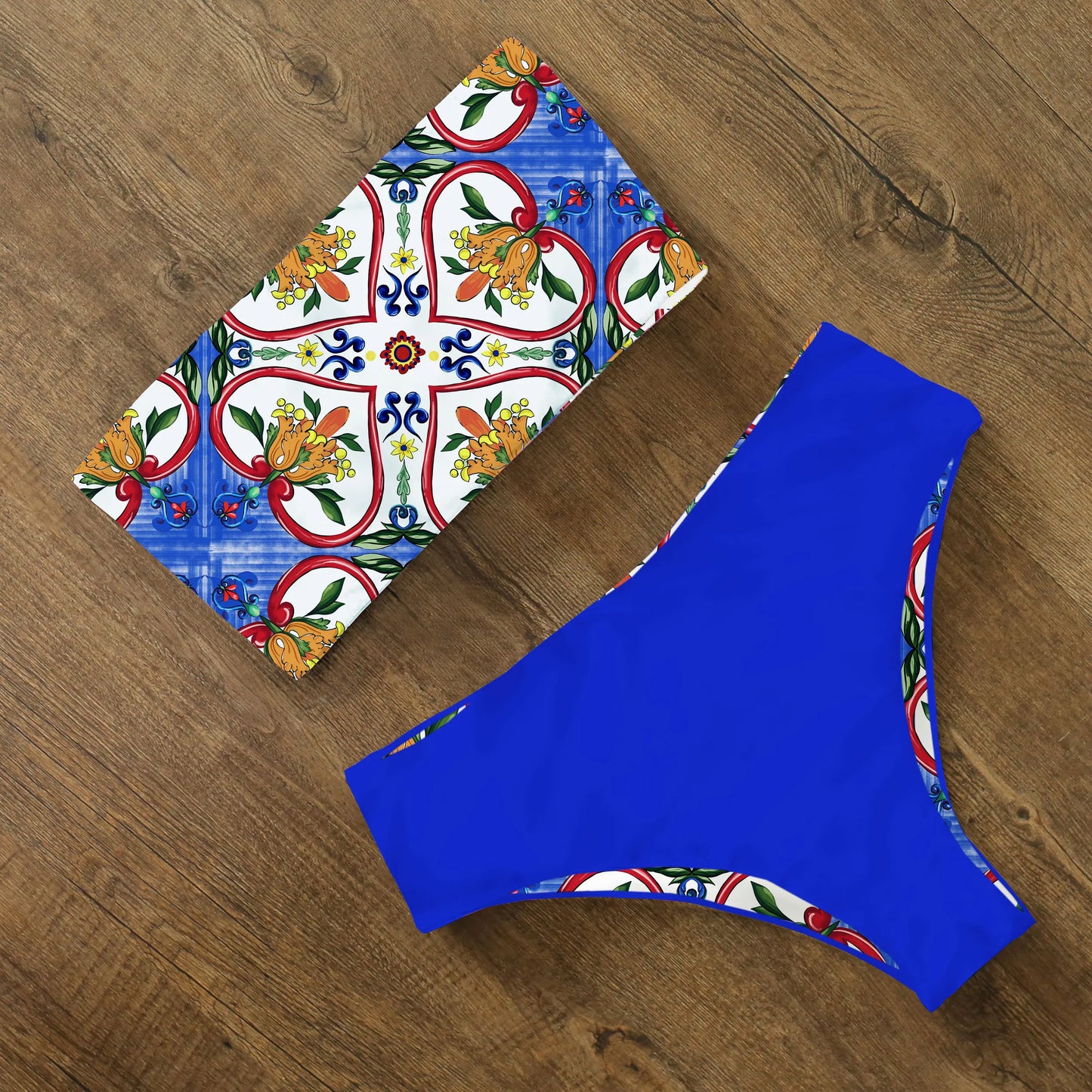 2024 New Sexy Low Hight Bikini Set Swimwear Women Bandeau Female Print Floral Strappy Swimsuit Bathing Suit Beach Wear Biquini
