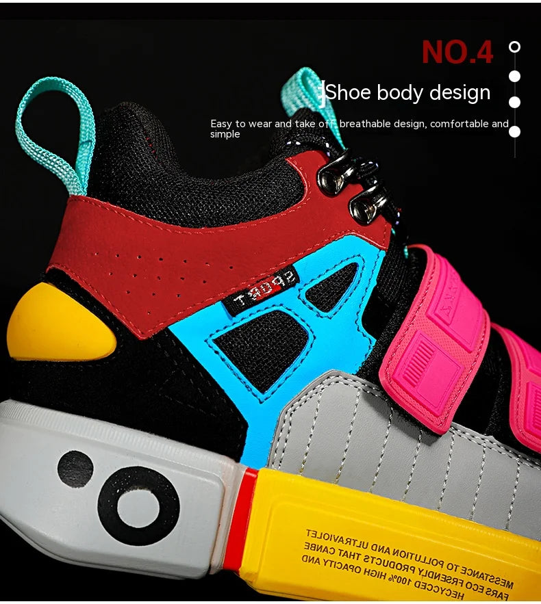 Wudao student couple sports board shoes Women's new non-slip thick soled sports shoes men ventilated Velcro casual shoes