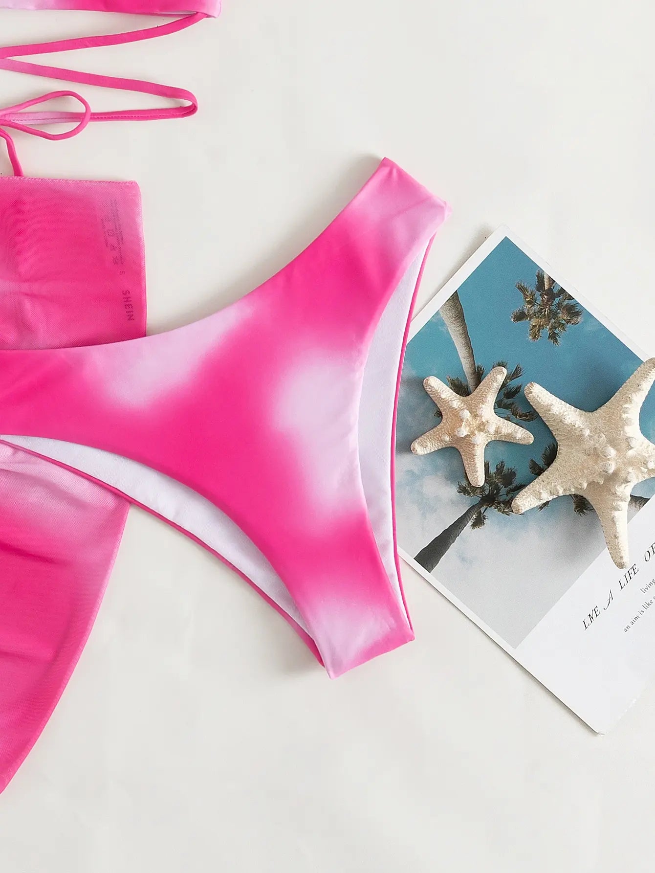 3 Pieces Ombre Lace Up Bikini Swimsuit & Beach Skirt Sexy Swimwear Women 2025 Bathing Swimming Swim Suit Female Summer Beachwear