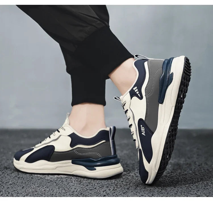 Summer Men's Shoes New Breathable Leather Face Casual Sports Shoes Korean Trendy Versatile Thick Bottom Shoes Casual Old Dad Sho
