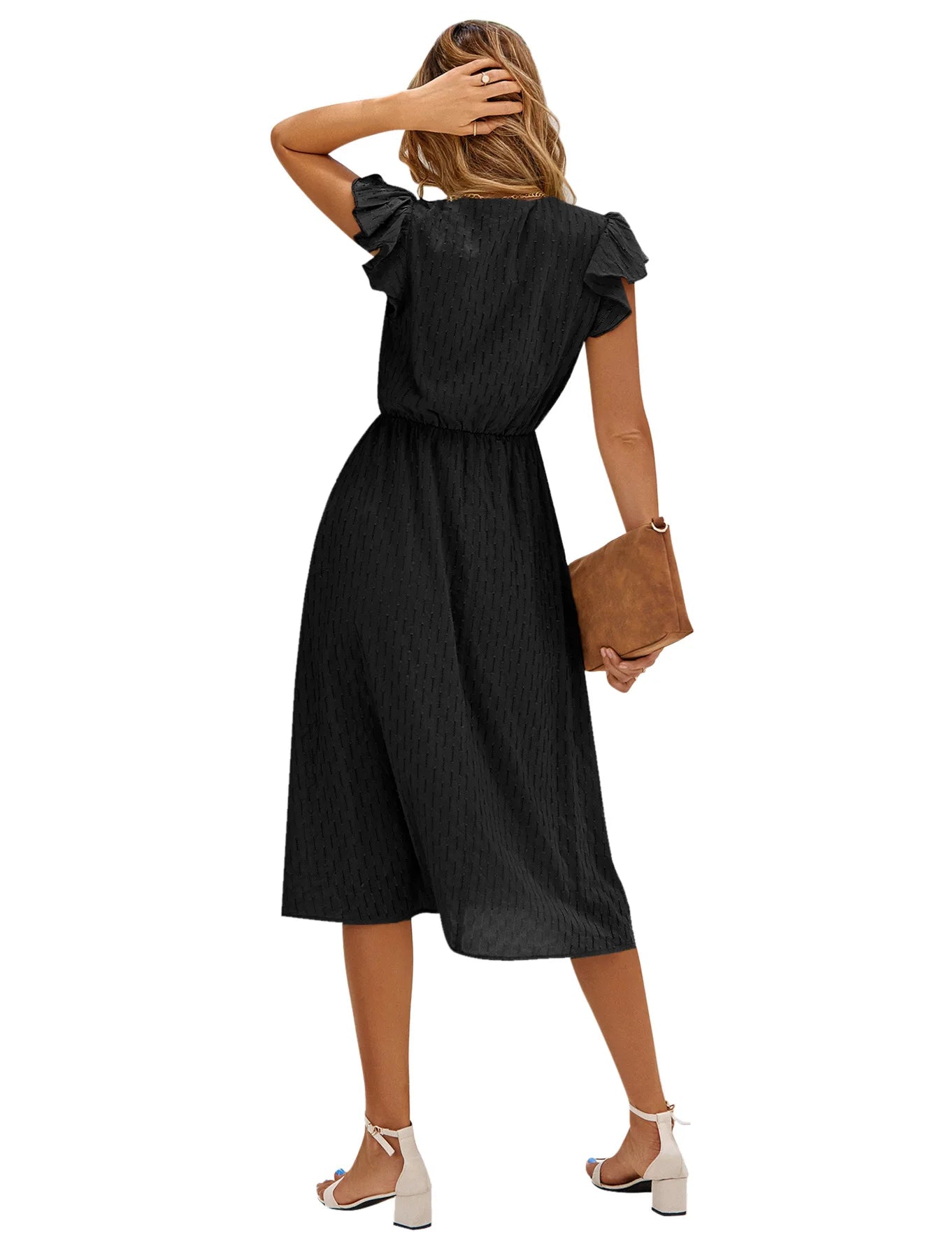 2025 New Summer Dress Women Casual Solid V-neck High Waist Fresh Wind Midi Dresses For Women Elegant Boho White Dress Vestidos