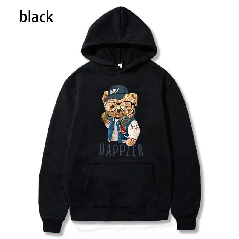 2024 New Men's Hoodie Fun Teddy Bear Hooded Casual Shirt for Men Fashion Sweatshirt Loose Street Hoody Multi Color Sweatshirt