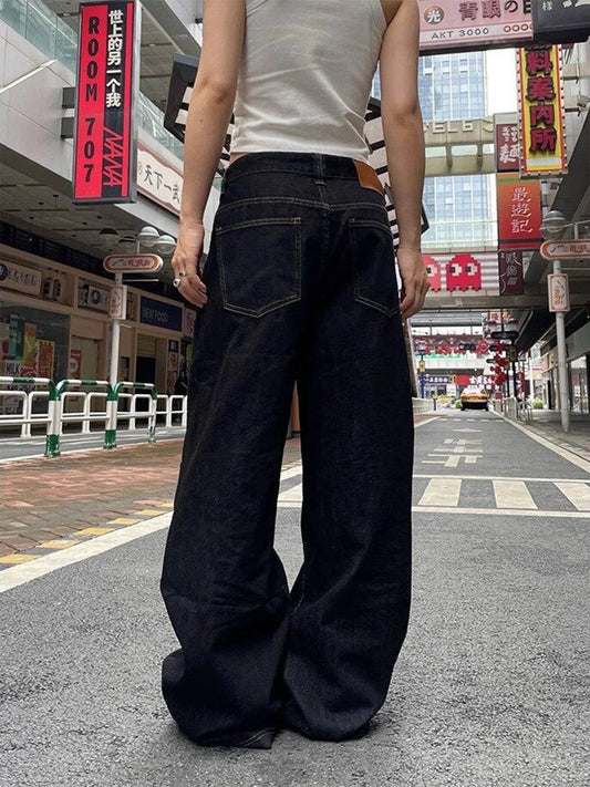 Vintage Y2K Wide Leg Loose Jeans Women Harajuku High Waist Baggy Denim Pants Korean Fashion Streetwear New Black Cowboy Trousers
