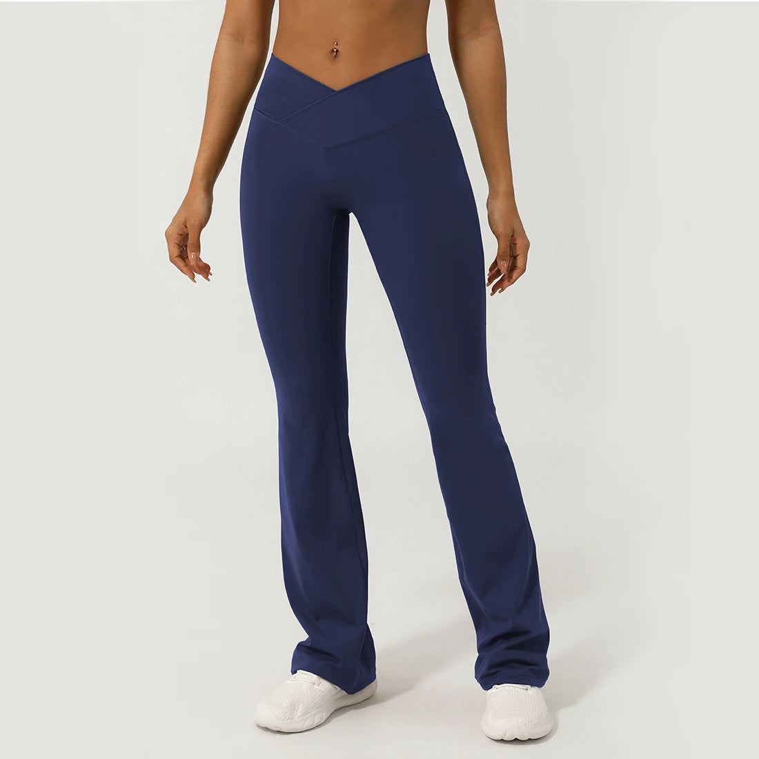 Women Cross Waist Fitness Breathable Yoga Training Gym Outdoor Dance Sport Flare Pants