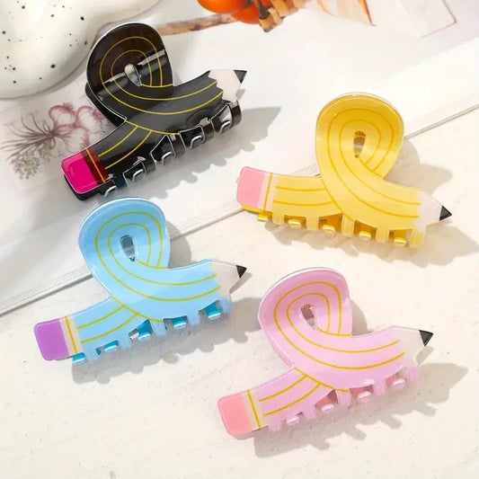 1pc candy color simulation pencil shark clip cute hair clip creative back of the head hair clip ponytail clip