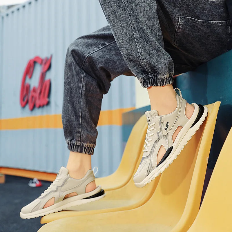 2024 New Summer Sandals Breathable Shoes Sports Anti Slip Men's Drive Mesh Beach Sandals Fashion Men's Sandals