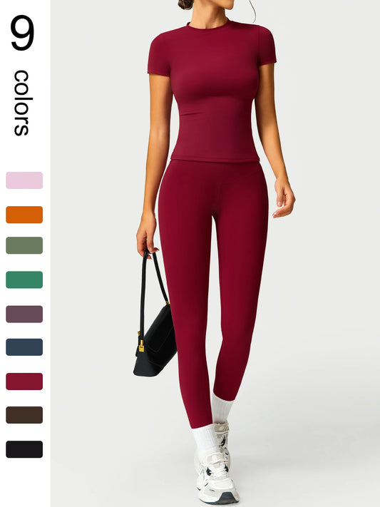 2PCS Yoga Suit Sports Set Women Quick-Drying Gym Set Women Tracksuit Running Workout Long Sleeve Sports Shirt Yoga Clothing