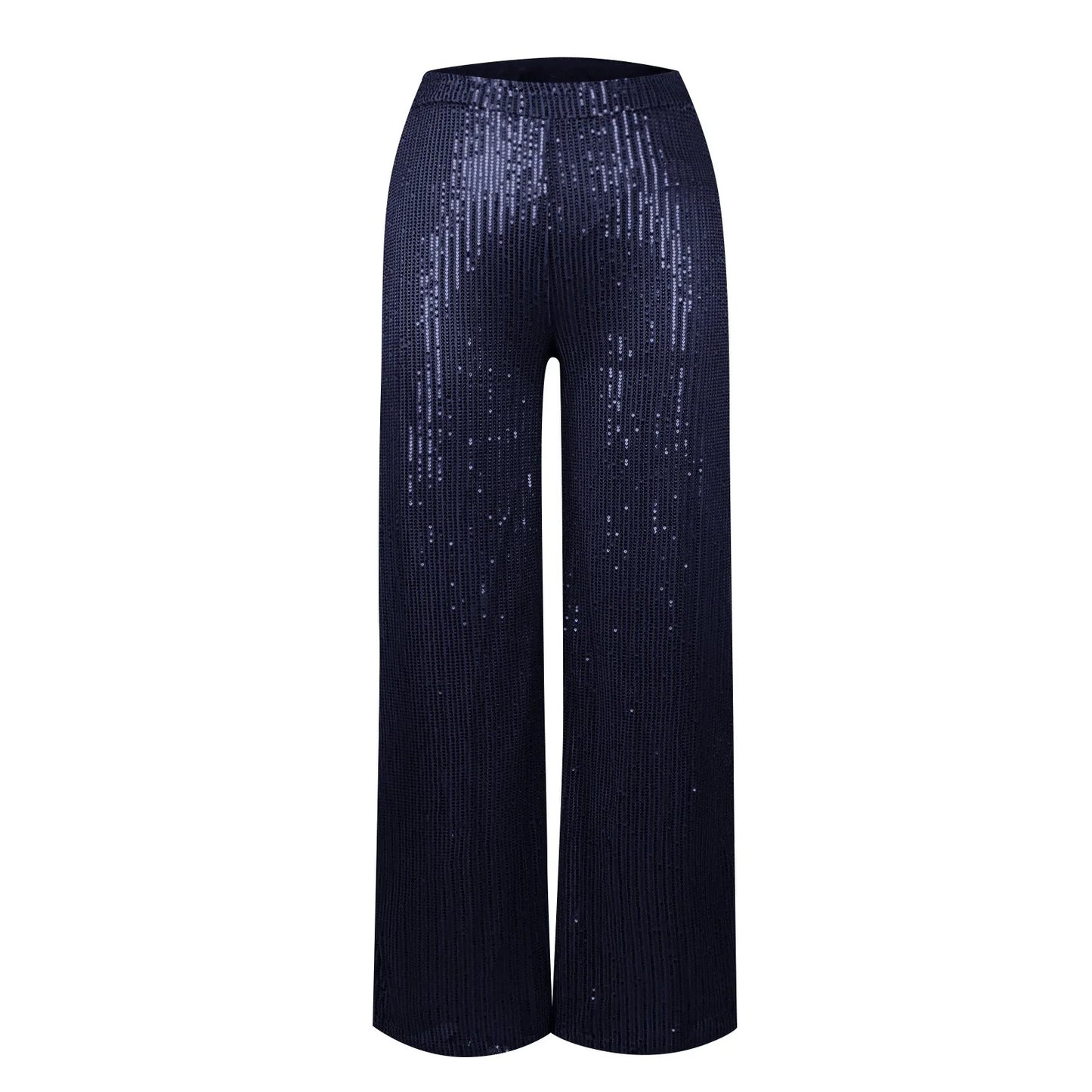 Women's Fashion Solid Color High Waist Sequin Side Zipper Draped Wide Leg Pants Pants for Women Women’s Pants Women’s Pants 2024