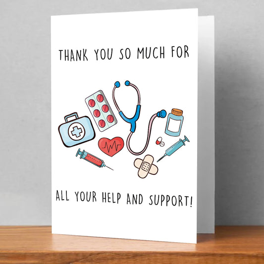 1pc Cute Nurses Day Theme Pattern Design Thank You Cards For Doctor Nurses, Appreciation Greeting Card Gifts For Medical Staff