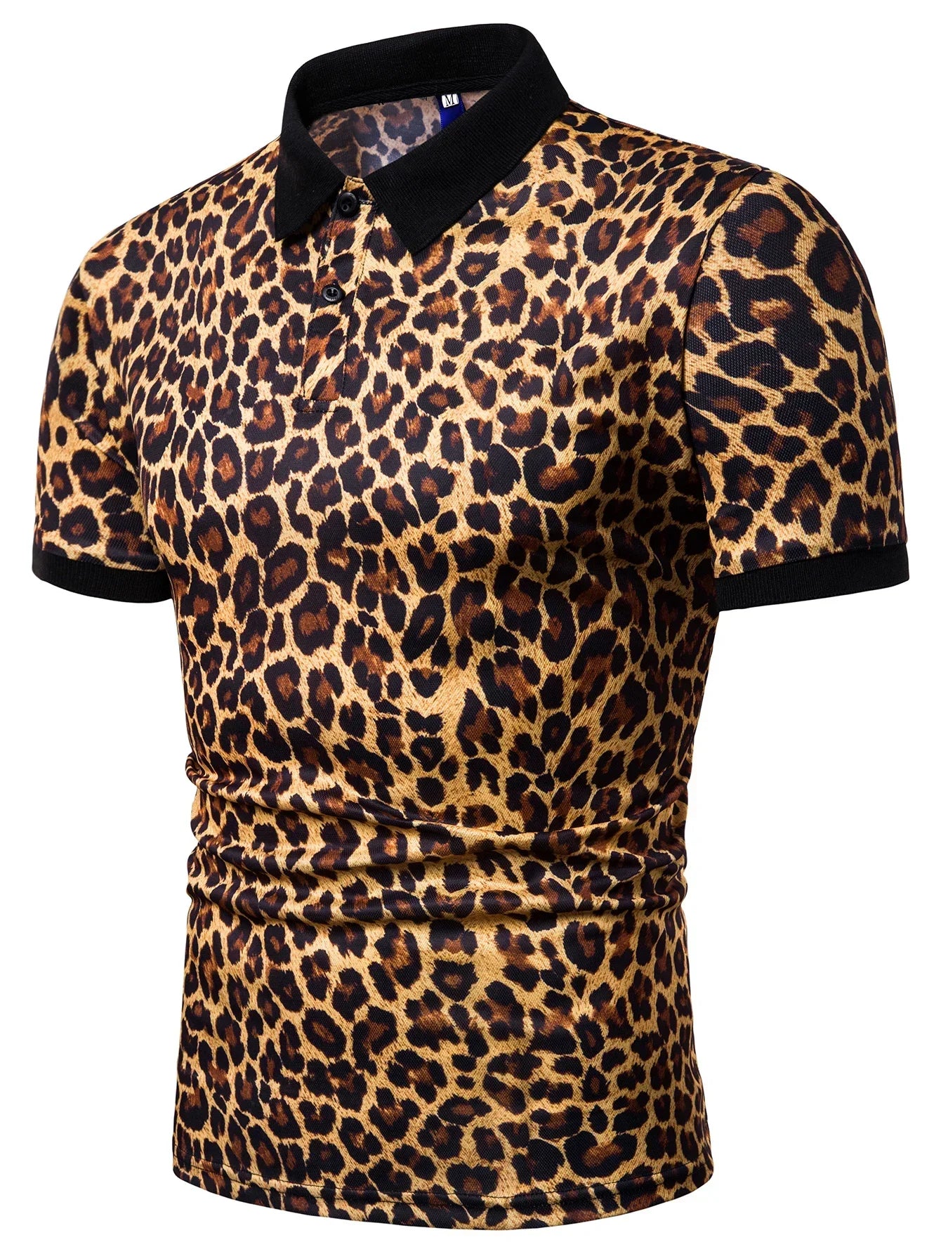 3 Colors!Men's Leopard Print Breathable Short-sleeved Shirt Fashion Lapel T-shirt Thin Casual Top Shirts for Men