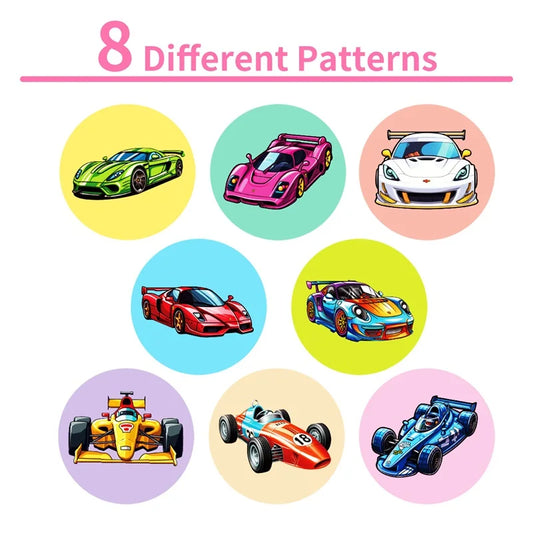 500PCS Cartoon Speed Car Sticky Paper Sticker Labels Thank You Sticker Sealing Stationery Supplies DIY Decoration Scrapbooking